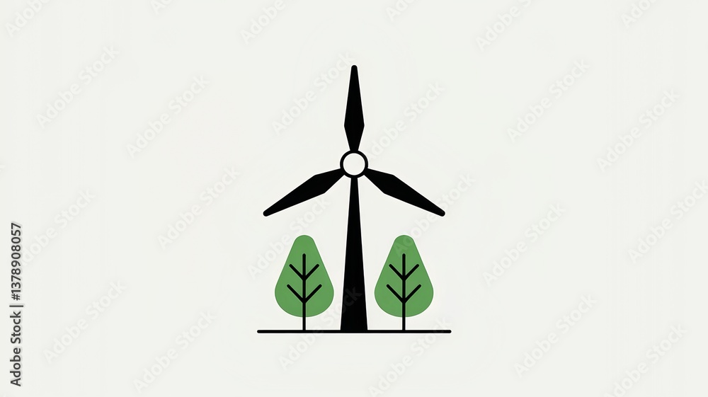 Wind Turbine with Green Trees Symbolizing Clean and Renewable Energy Wind Turbine with Green Trees Symbolizing Clean and Renewable Energy