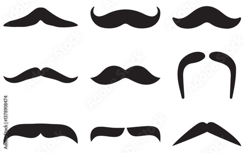 set of mustaches. set of mustache vector. set of mustache