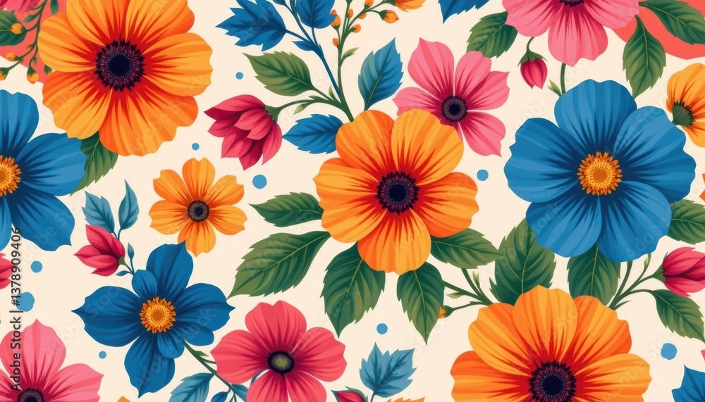 Vibrant Floral Pattern A lively floral pattern with large, brightly colored flowers against a soft, contrasting background. Vibrant Floral Pattern A lively floral pattern with large, brightly colored flowers against a soft, contrasting background.