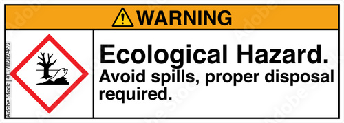 ANSI Z535 GHS Chemicals Label Health Hazard Ecological Hazard Avoid Spills Proper Disposal Required Horizontal