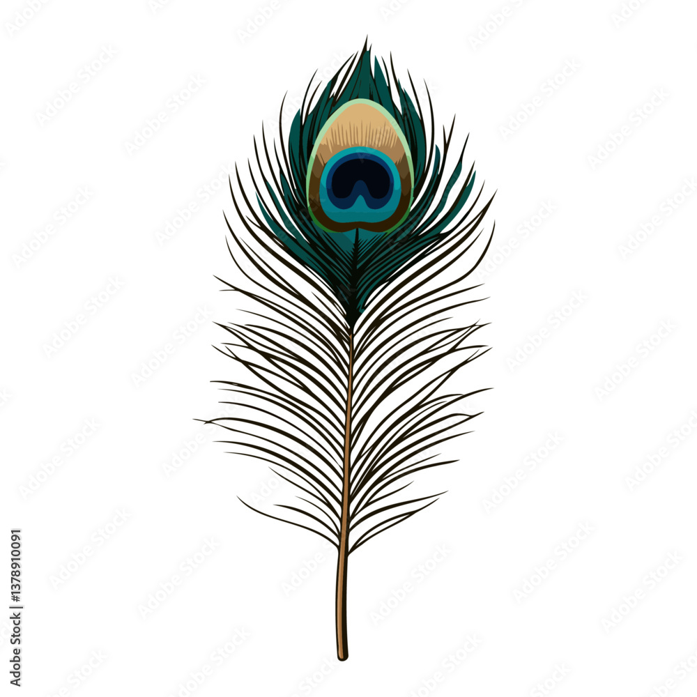 Obraz premium Peacock Feather Elegant Blue Design