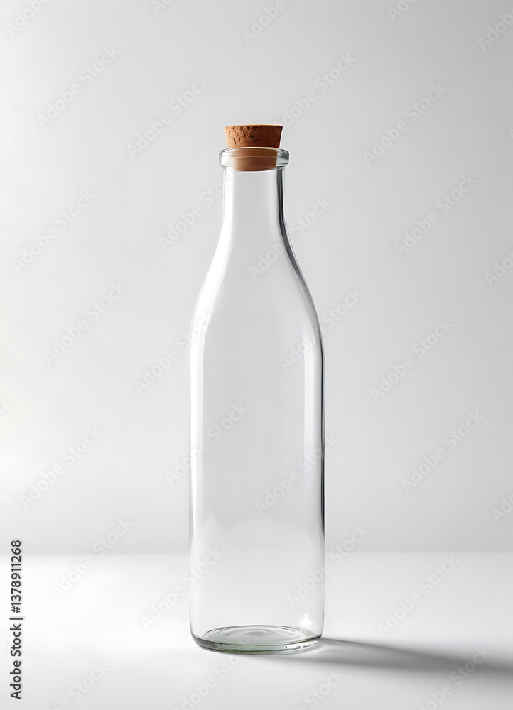 Clear Glass Bottle with Wooden Cork Clear Glass Bottle with Wooden Cork