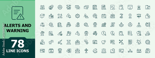 Alerts modern icon. Contain linear symbols warn, exclamation, caution, signal, notification, alarm and more. Minimal linear icons. Danger linear icon. Conceptual pictogram and infographic.