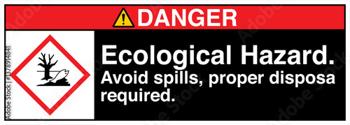 ANSI Z535 GHS Chemicals Label Health Hazard Ecological Hazard Avoid Spills Proper Disposal Required Horizontal