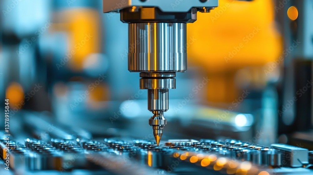High-tech manufacturing machines crafting complex components in precision industry environment High-tech manufacturing machines crafting complex components in precision industry environment