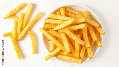 French fries on white background