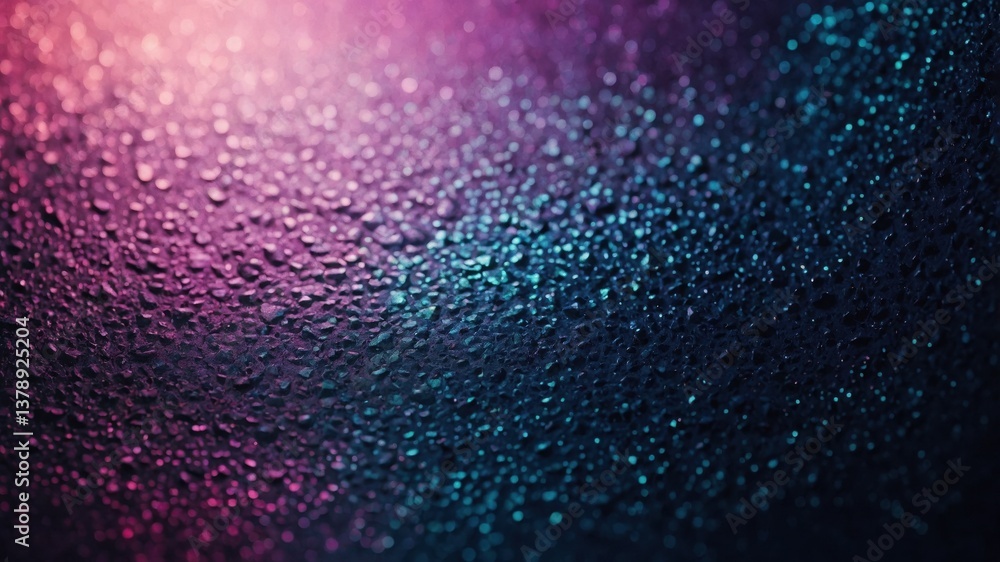 Fototapeta premium Colorful water droplets on a glass surface during rainy evening create a beautiful abstract view