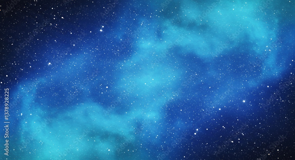 Fototapeta premium Celestial Nebula Blue Teal Cosmic Dust Swirl. AI Generated