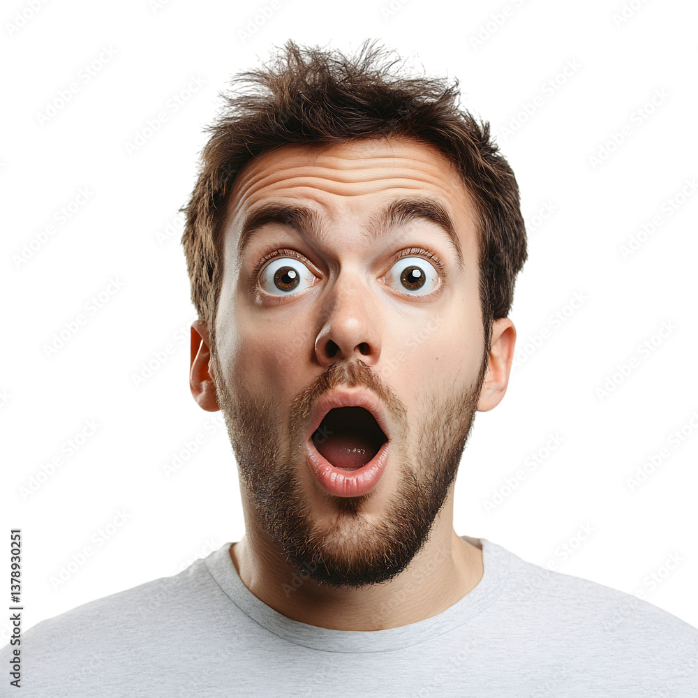 A Man With a Surprised Expression Raising His Eyebrow Isolated on Transparent Background A Man With a Surprised Expression Raising His Eyebrow Isolated on Transparent Background