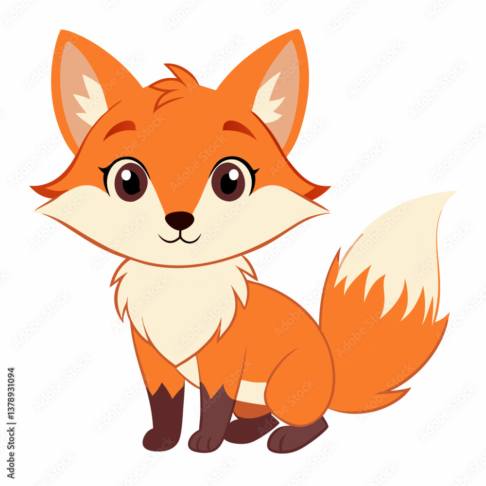 Cartoon fox. Cute animal fox cub. Suitable for children's books, sticker, mascot, logo. Vector illustration on white background Cartoon fox. Cute animal fox cub. Suitable for children's books, sticker, mascot, logo. Vector illustration on white background