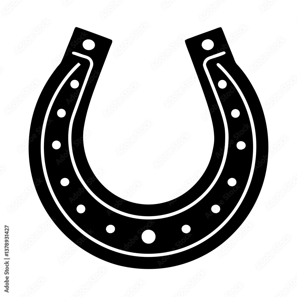 Lucky Horseshoe Vector Illustration on Black Background Lucky Horseshoe Vector Illustration on Black Background