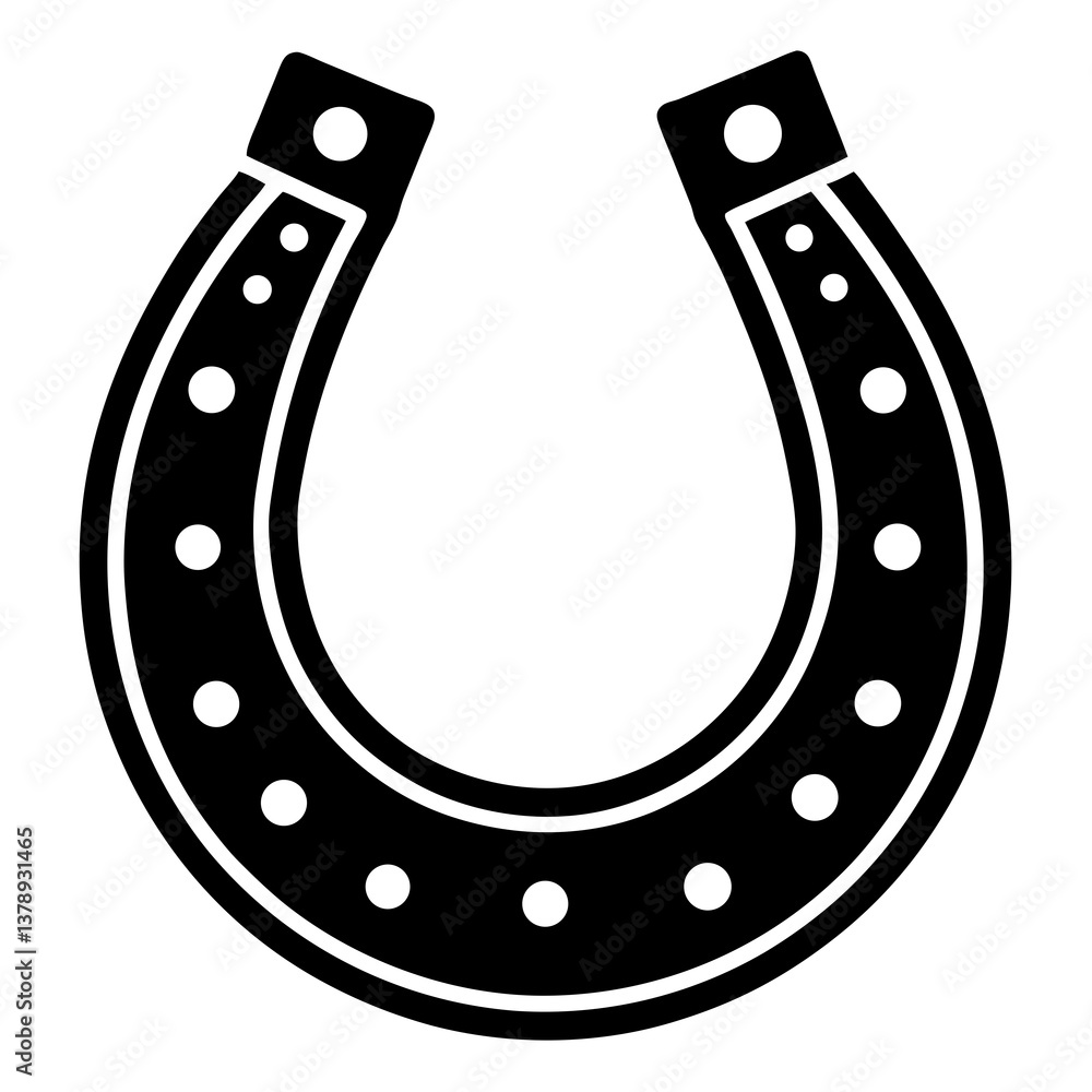 Lucky Horseshoe Vector Illustration on Black Background Lucky Horseshoe Vector Illustration on Black Background