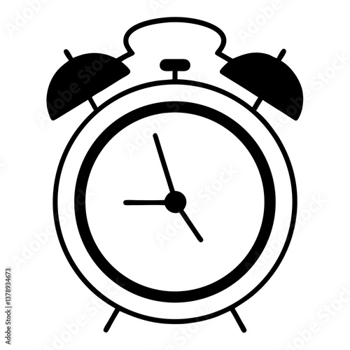 Retro black alarm clock with classic metal bells