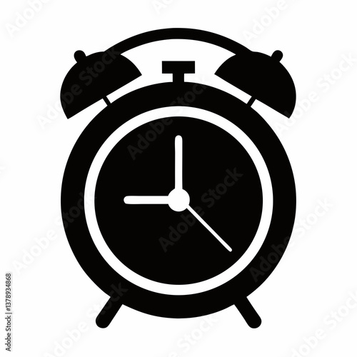 Retro black alarm clock with classic metal bells