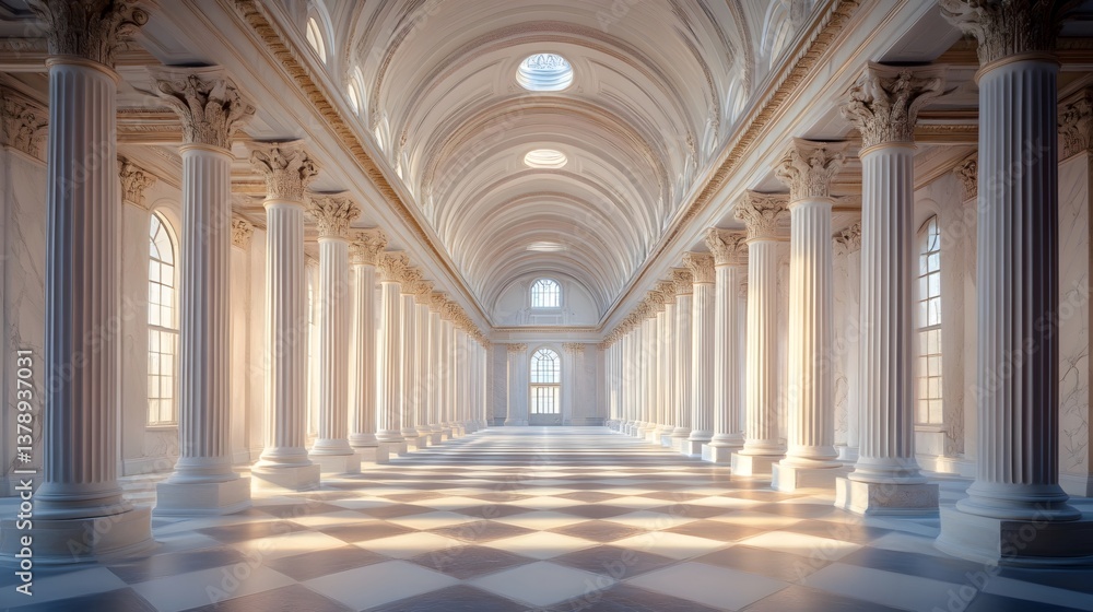 The dome and marble columns of the palace under the illumination of lights The dome and marble columns of the palace under the illumination of lights
