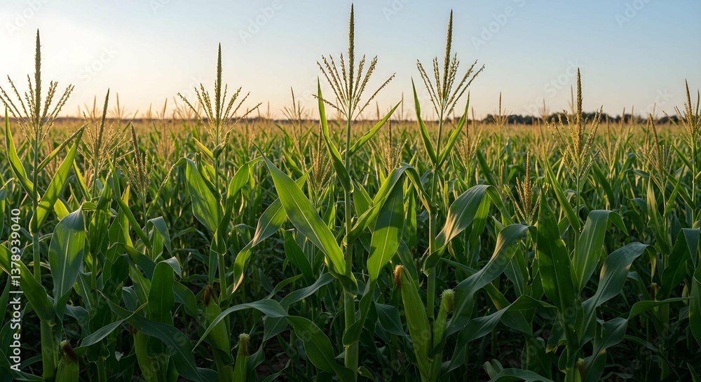 Obraz premium Healthy Corn Crop at Sunset