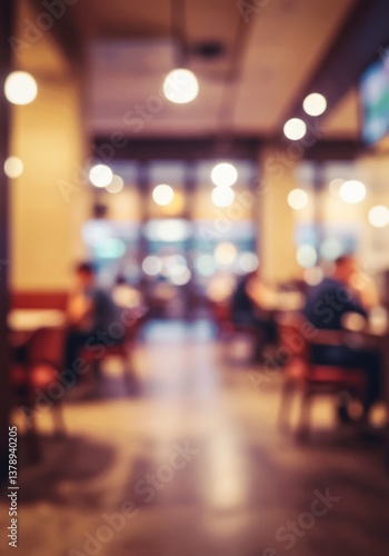 Wallpaper Mural Warm evening light illuminates a busy cafe interior blurry bokeh effect. AI Generated Torontodigital.ca