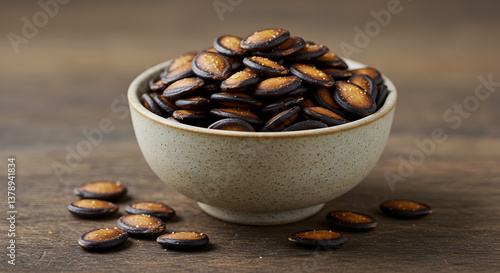 Earthy Bowl of Roasted Watermelon Seeds, a Delightful and Nutritious Snack