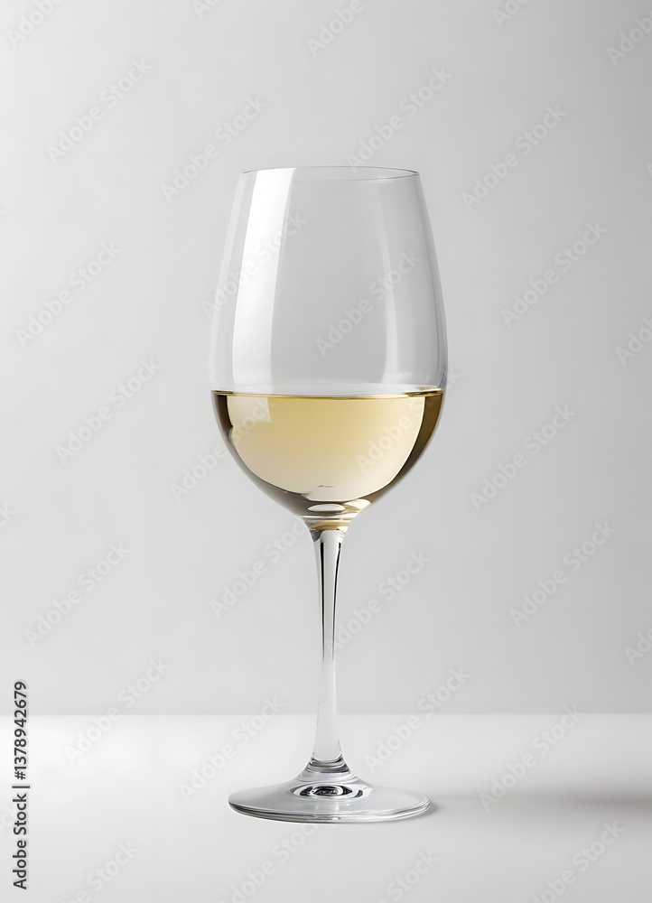 Elegant Glass of White Wine on a Light Background Elegant Glass of White Wine on a Light Background