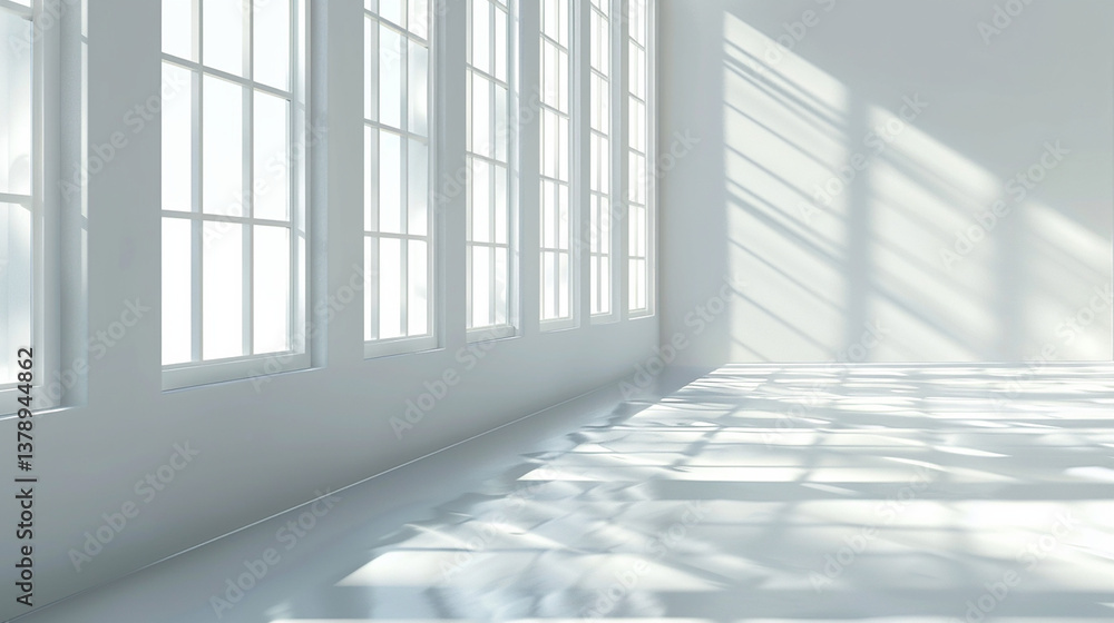 Fototapeta premium Bright, Modern Space with Large Windows and Reflections