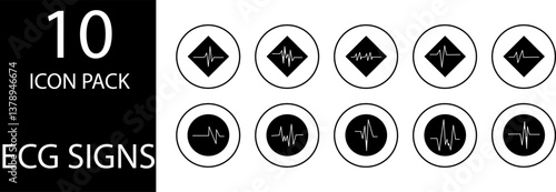 
simple ECG symbol icon set design
