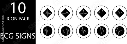 
simple ECG symbol icon set design