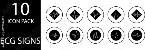 
simple ECG symbol icon set design