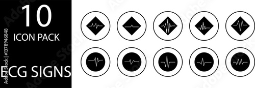 
simple ECG symbol icon set design