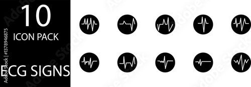
simple ECG symbol icon set design