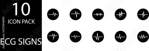 
simple ECG symbol icon set design