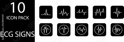 
simple ECG symbol icon set design