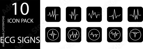 
simple ECG symbol icon set design
