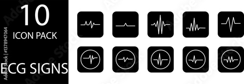 
simple ECG symbol icon set design