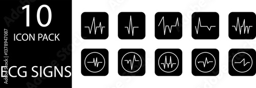 
simple ECG symbol icon set design