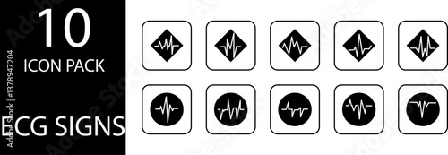 
simple ECG symbol icon set design