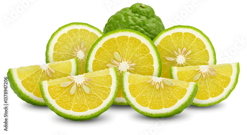 Freshly sliced bergamot orange segments displaying vibrant citrus texture