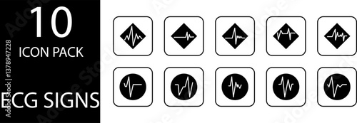 
simple ECG symbol icon set design
