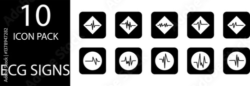 
simple ECG symbol icon set design