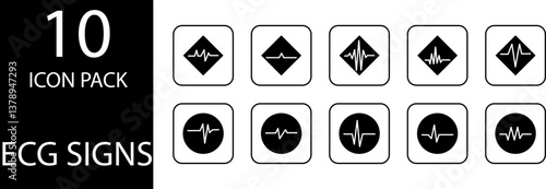 
simple ECG symbol icon set design
