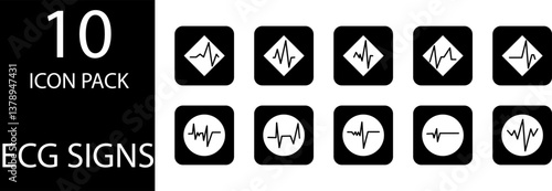 
simple ECG symbol icon set design