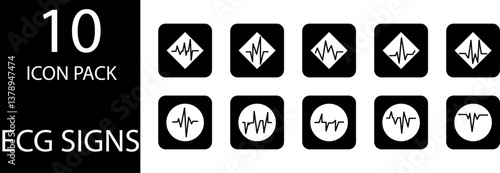 
simple ECG symbol icon set design