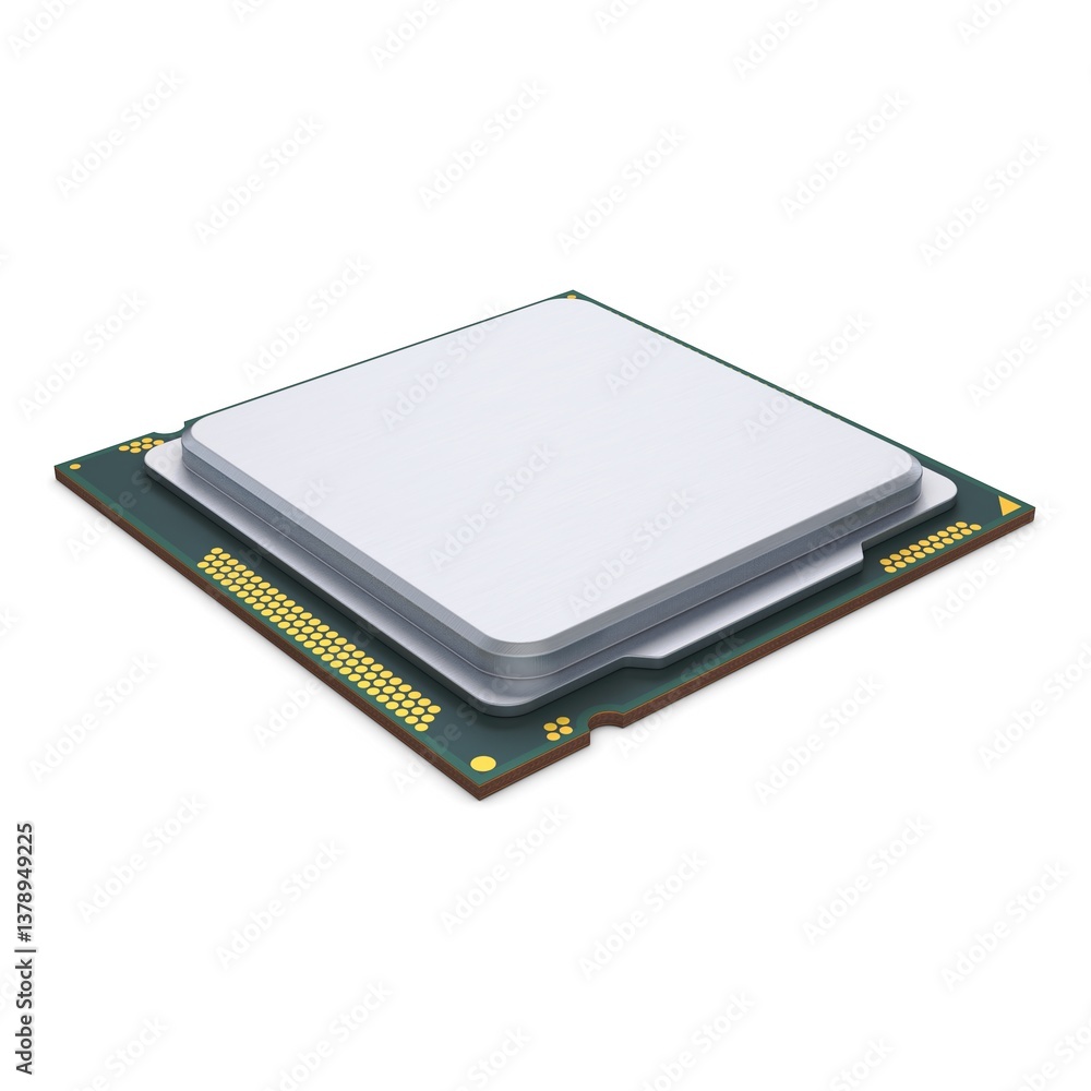 Illustration 3D CPU Processor Generic on White Background Illustration 3D CPU Processor Generic on White Background