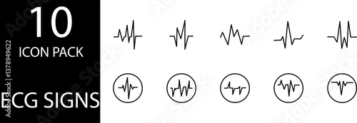 
simple ECG symbol icon set design