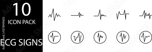 
simple ECG symbol icon set design
