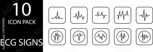 
simple ECG symbol icon set design