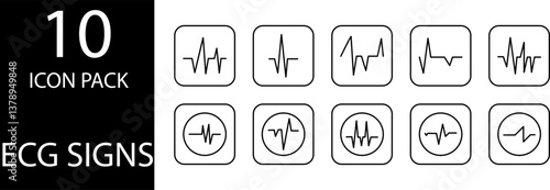 
simple ECG symbol icon set design