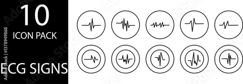 
simple ECG symbol icon set design