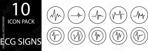 
simple ECG symbol icon set design