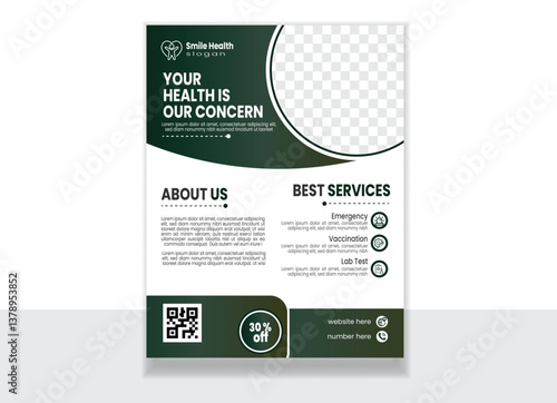 Modern healthcare and medical flyer or poster design layout, leaflets decoration for printing and presentation vector, cover a4 template design