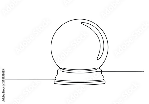 One continuous line drawing of a crystal ball in a minimalist linear style for fortune telling and mystical predictions